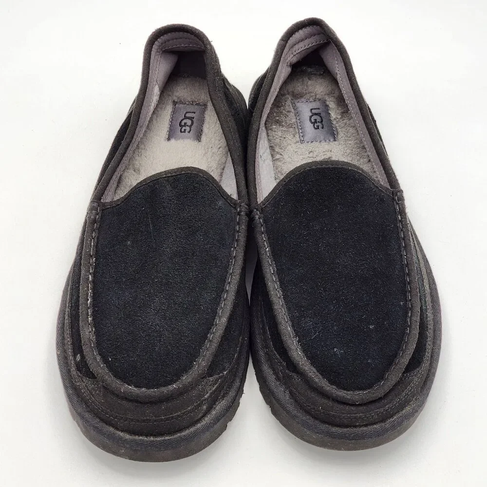 UGG Dex Suede Slip On Loafers Cozy Slippers Comfort Shoes Black Men's Size 13